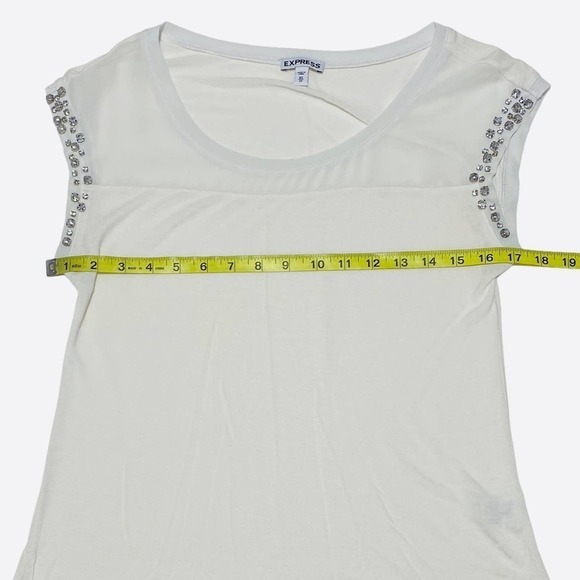 EXPRESS White Embellished Short Sleeve Blouse XS - Picture 6 of 10